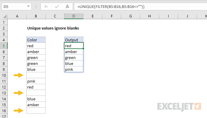 Excel Count Unique Values Ignore Blanks